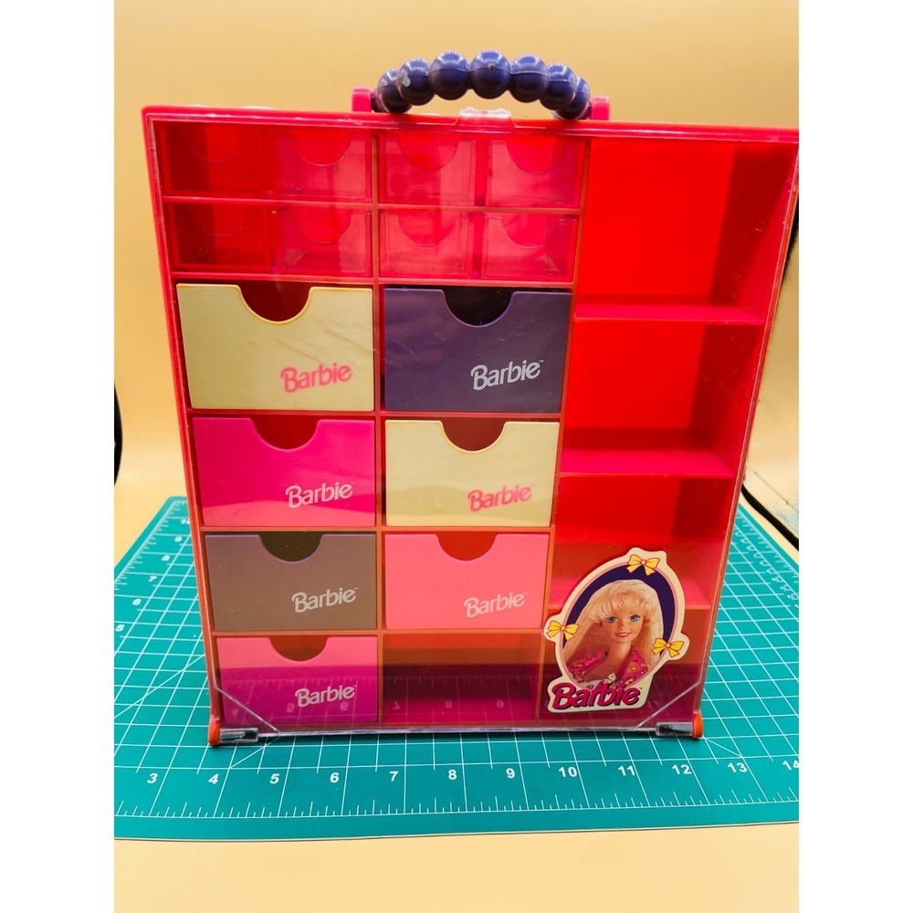 1993 Mattel BARBIE Case Drawers Organizer Storage Case For Accessories Handle